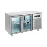 Rashladna vitrina - Hladni sto sa staklenim vratima - inox boja